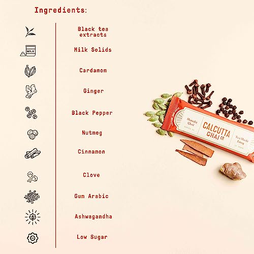 Image of Calcutta Chai Co Unsweetened Masala Chai | Instant Tea Premix | 15 Sachets | 210 Gram | Zero Added Sugar | Made With Assam Tea | Added Natural Spices