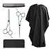 TIMESETL 5 Pcs Professional Hair Cutting Shears/Scissors and Barber Thinning/Texturizing Set with Black Hair Salon Nylon Cape and Leather Case