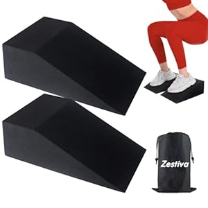 Zestiva Non-slip Lightweight Squat Wedge Foam Blocks and Yoga Blocks In One, for Heel Elevated Squat, Weightlifting Calf Stretcher, Workout Wedge Blocks, Improve Mobility Balance and Strength Performance, Squat, Pushup, Weightlifting, Yoga, Effective Stretching
