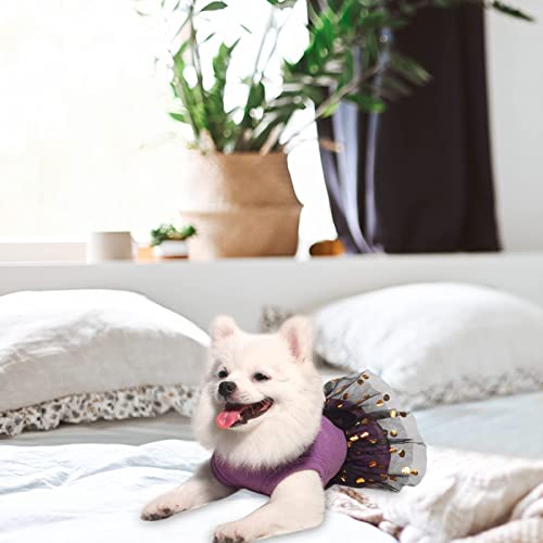 Tony Hoby Dog Dress, Outfits Dog Party Dress, Dog Princess Dress With Lace, Dog Skirt Soft And Breathable For Small Medium Dog (Purple, Xs) #TOP3