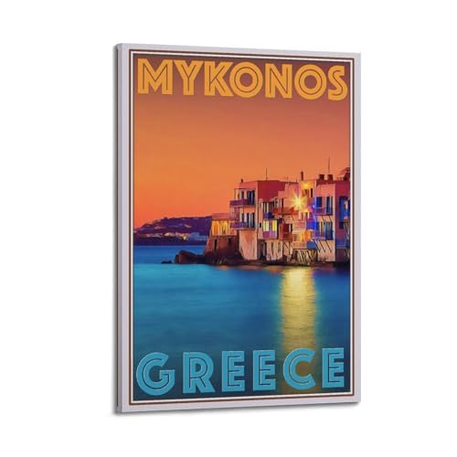 Poster Mykonos koanga en toile moderne 60x90 cm pour chambre