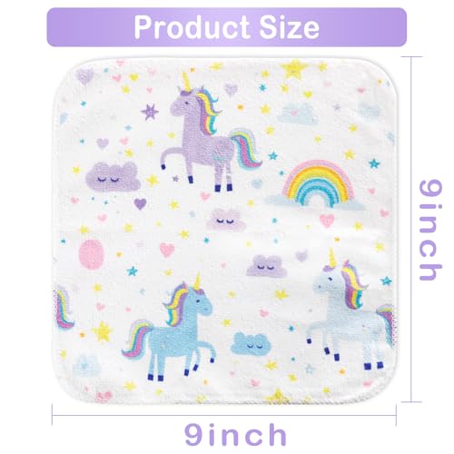 Image of Baby Washcloths, 24Pack Baby Wash Cloths Extra Soft & Ultra Absorbent, Baby Towels and Washcloths Face Towels for Unisex Boys Girls Body, Washclothes Gentle on Sensitive Skin, 9x9 Rainbow Unicorn
