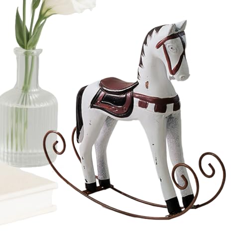 zjhukfmc Cheval à bascule - Figurine de table - Bois rétro - Cheval à bascule - Décoration de table - Pour bibliothèque, vitrine, table de chevet, à...