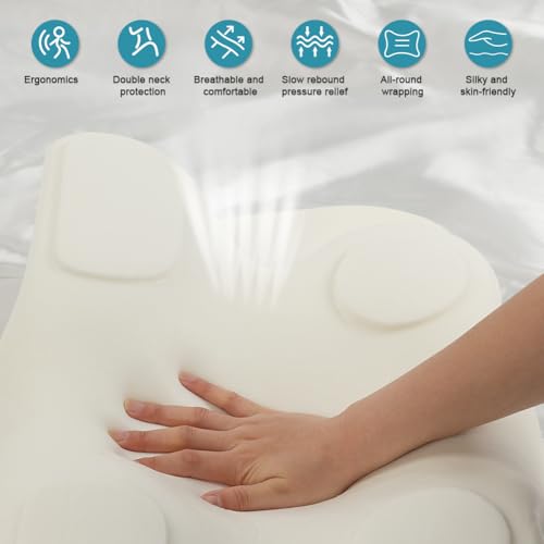 OSDUE Almohada Cervical de Espuma Viscoelastica, 2 en 1 Ergonómico Almohada para El Cuello, Espuma de Memoria Almohada Ortopedica para Alivio del Dolor de Hombros y Relajación 61x43x10,5 cm Gris - imagen 6