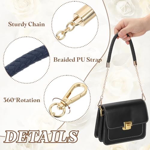 Sangles de sac à main tressées bleu foncé de 61 cm avec boucle - 4