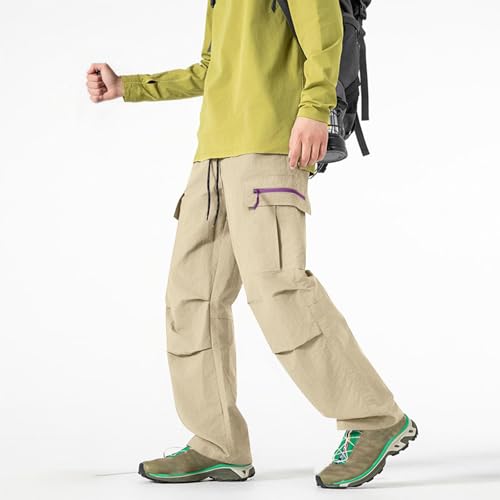 Man Cargo Sport Gym Jogger Pants for Man Ruched Straight Leg Plain Long Leg Summer Fall 2025 Trendy2