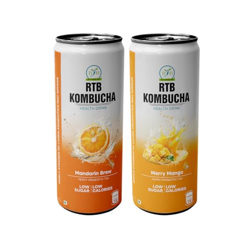 Image of RTB KOMBUCHA Combo of 2-250ml Each (Mango & Orange) Helps in Immune System & Digestive System(Kombucha Culture, Fruit Pulp & Organic Sugar)