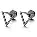 Unisex Stainless Steel Black Open Triangle Stud Earrings for Man and Women, Screw Back 2pcs