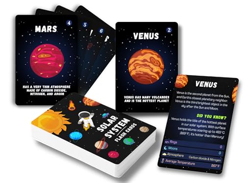 Solar System Flash Cards Educational Teaching Science Children Kids Planets Solar System Cards Fun Facts