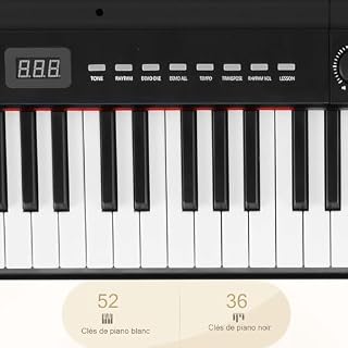 Bonnlo Piano Numérique avec 88 Touches Lestées, Clavier de Piano Semi-Lesté pour Débutants avec Pédale de Sustain, Adaptateur Secteur, Piano Électrique Cadeau pour Enfants et Adultes, Noir - Les Beatles, Paul McCartney, John Lennon, RIngo Starr, George Harrison Bonnlo Piano Numérique avec 88 Touches Lestées, Clavier de Piano Semi-Lesté pour Débutants avec Pédale de Sustain, Adaptateur Secteur, Piano Électrique Cadeau pour Enfants et Adultes, Noir – Image 3