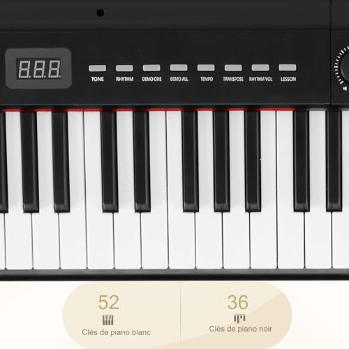 Bonnlo Piano Numérique avec 88 Touches Lestées, Clavier de Piano Semi-Lesté pour Débutants avec Pédale de Sustain, Adaptateur Secteur, Piano Électrique Cadeau pour Enfants et Adultes, Noir - Les Beatles, Paul McCartney, John Lennon, RIngo Starr, George Harrison Bonnlo Piano Numérique avec 88 Touches Lestées, Clavier de Piano Semi-Lesté pour Débutants avec Pédale de Sustain, Adaptateur Secteur, Piano Électrique Cadeau pour Enfants et Adultes, Noir – Image 4