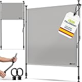 Tillvex® Toldo vertical gris con manivela, jardín