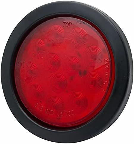 MACHSWON 2X 4'' Round 12-LED Truck Trailer Brake Stop Turn Marker Tail Light Submersible Waterproof Style 12LED Red Color Car Third Rear Tail Brake Stop Light New 2pcs Truck Tail Lights