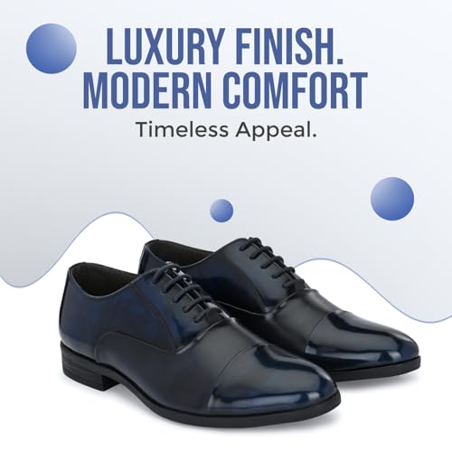 Image of San Frissco Mens Formal Shoes Lace Up Textured Glossy Oxfords /Soft Cushioned Footbed with TPR Sole /Comfortable, Stylish, Trending, Party, Outdoor Shoes for Office & College
