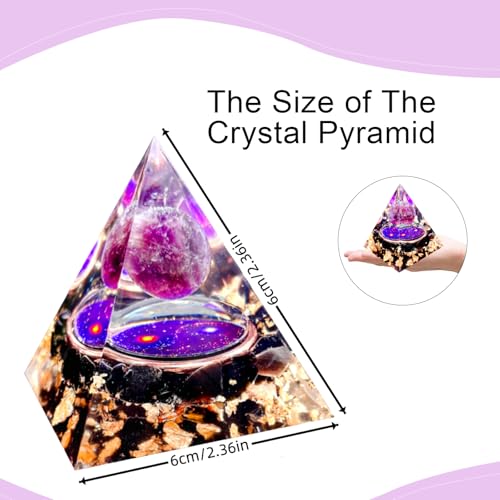 Pyramide de cristal d'orgonite obsidienne naturelle et améthyste pour traiter le stress
