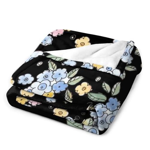 Couverture polaire fleur bleue décorative en flanelle de qualité