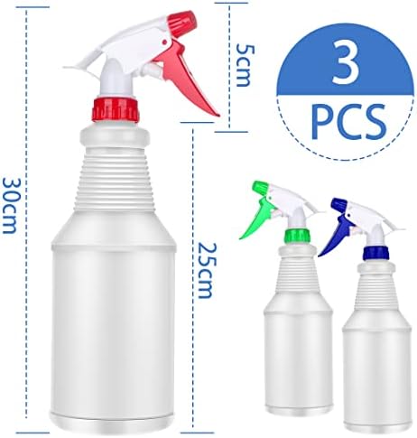 LAOJU Spray Bottles Water Spray Bottle for Cleaning 750ML Trigger Sprayer Empty Plastic Spraying Bottles with Mist and Jet Setting for Household Gardening Plant and Watering 3 Pack