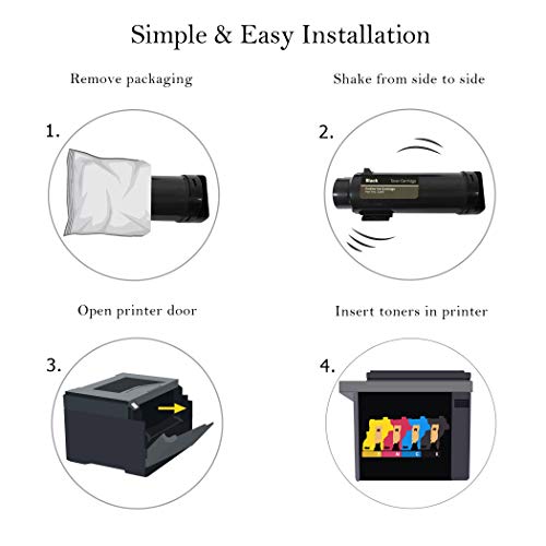 Cartlee 5 Compatible Toner Cartridges Replacement For Dell H825 Toner H625Cdw S2825 Mfp H625Cdw S2825Cdn H625 Cdw H825Cdw Smart Color Printer Ink (2 Black, 1 Cyan, 1 Magenta, 1 Yellow) #TOP4