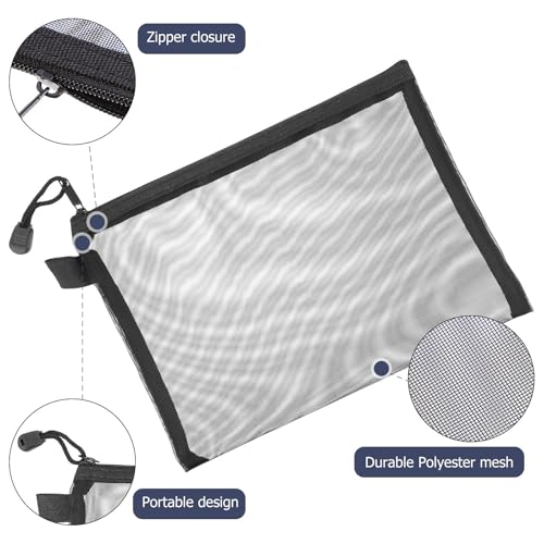 Rangement pratique de documents en filet nylon noir zippé 15pcs