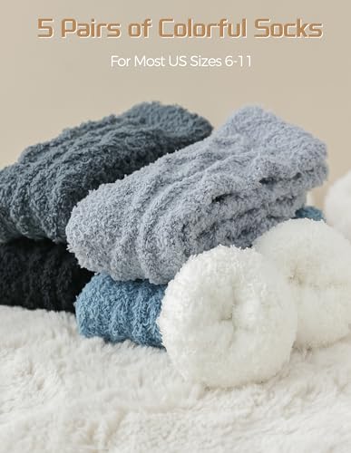 Image of TEHOOK Warm & Cozy Gifts for Women, Fluffy Fuzzy Plush Sleeping Slipper Socks - Soft Warm Fabric