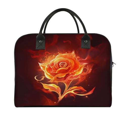 Flame Rose Laptop Tote Bag Casual Travel Handbag Multi Pocket Shoulder Bags for Work Travel