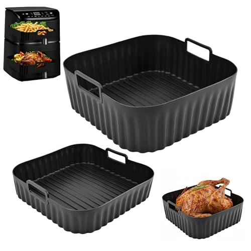 Airfryer Silikonform Air Fryer Silikon Einsatz für Cosori Turbo Tower Pro/Smart 10 8L Heißluftfritteuse Double Stack Airfryer Zubehör für COSORI CAF-DC112-ADE(6 5L&4 3L) Spülmaschinenfest