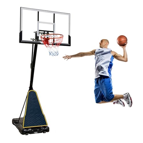 Aro De Baloncesto Portátil con Tablero De 51', Aro De Baloncesto De Altura Ajustable, para Jóvenes, Adolescentes Y Adultos