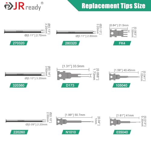 Image of JRready JRconDRK00B09-03 Upgraded Replacement Tips for Pin Removal Tool 9PCS Pin Extractor Tool Tips Terminal Removal Tool Kit for TE /AMP Molex Harting Connectors & More
