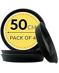 Growers Own 50cm Round Plant Saucers – Pack of 4 Heavy Duty Planter Drip Trays. Protect Surfaces from Water Damage & Stains. Weatherproof & Easy to Clean. Durable For Indoor & Outdoor Use. Black