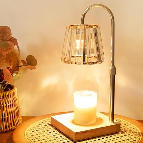 TOLGOE Candle Warmer Electric Wax Lamp - Candle Melt Lamp with Timer Dimmable Table Lamp Adjust Height for Jar Candles House Warming Gifts Home Bedroom Decor Candle Light with 3 Bulbs (PMMA) Cover