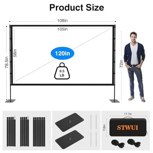 Projector Screen and Stand 120 Inch