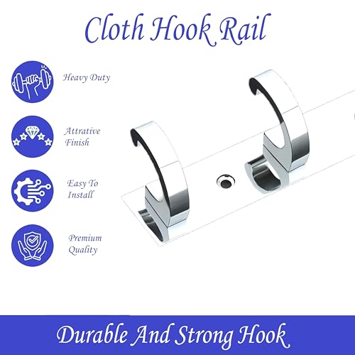 Image of Heavy Duty C Type Stainless Steel Cloth Hanger Suitable for Bathroom Bedroom Kitchen Wall Hook Rail Hanging Scarf Coat Keys Tie, Towel Door Robe (8 Pin CP, Pack of 1)
