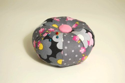 Grey & Pink fabric Pin Cushion- 591PC