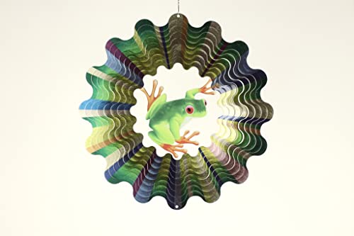 Idea-Craft Animals Outdoor Metal Decorations Wind Spinner Stainless Steel Hanging Kinetic Yard Art 12" (Frog) #TOP13