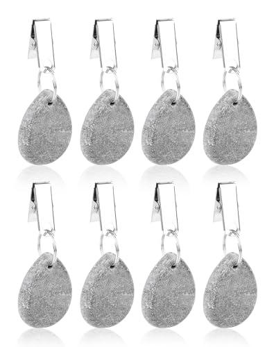 LAOYE 8 Stück Tischdeckenbeschwerer Extra Schwer aus Echtem Marmor, Beschwerer für Tischdecken Tropfenform Tischdeckengewichte mit Metall-Clip für Outdoor Garten – Tischdeckenhalter für Draußen