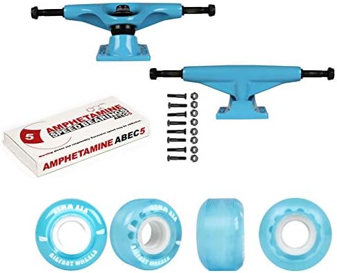 Tensor Skateboard Trucks Magnesium Blue 5.25" 55mm 83A Blue Wheels, Bearings