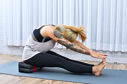 Leewadee Yoga Block Pilates Brick Eco-Friendly Organic and Natural, 14x7x5 inches, Kapok, Black red