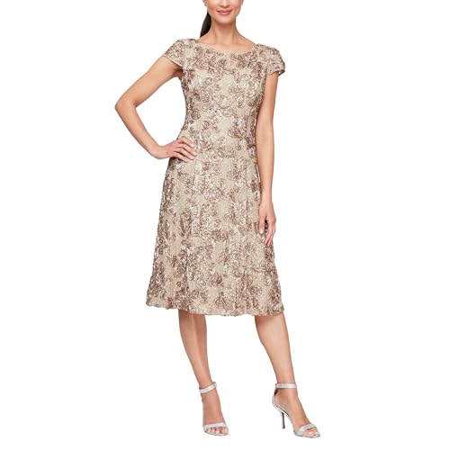 Image of Alex Evenings Women's Tea Length A-line Rosette Dress