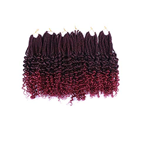 Yisimei Senegalese Twist Hair Curly Ends 18 inch 6 Packs/Lot with Gifts Low Temperature Fiber Senegalese Twist Crochet Hair Braids With Curly Ends Synthetic Hair Extensions (18" 6PACKS, T/BUG)