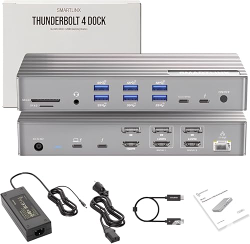 Image of Thunderbolt 4 MacBook Docking Station, 21-in-1 DisplayLink, 150W Charging | Compatible with Windows and ChromeOS, Up to 5 external monitor support, 40Gbps transfer, Up to 8K or multiple 4K video output