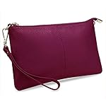 YALUXE Genuine Leather Wristlet Handbags Purses Cell Phone Pocket Clutch Wallet Crossbody Bags for Women