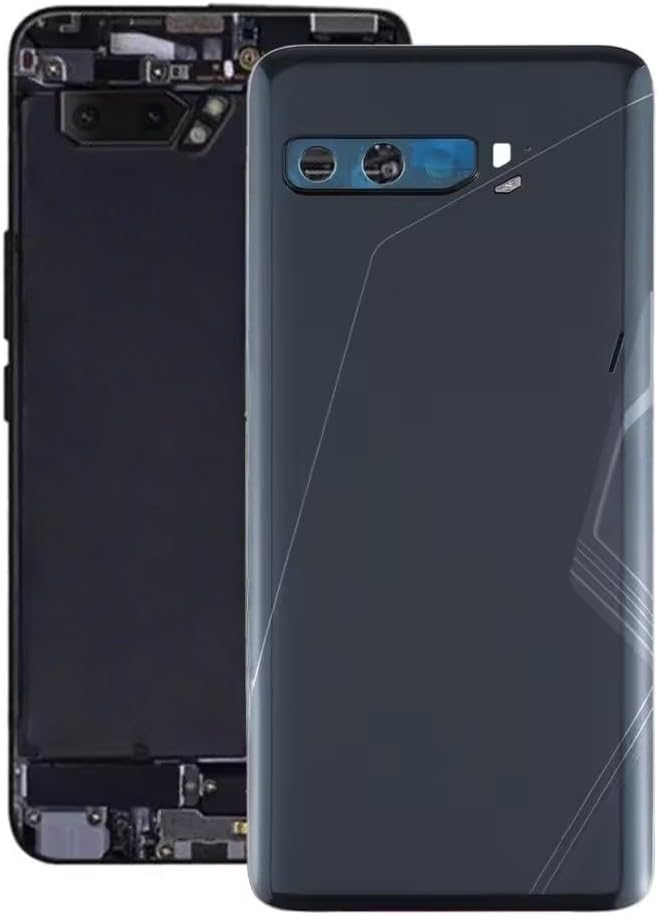 for ASUS ROG Phone 3 Strix ZS661KS Back Glass Battery Door Cover Replacement, Rear Housing Case with Camera Lens, for ROG 3 Strix Edition Rear Glass Panel Back Cover Repair Parts