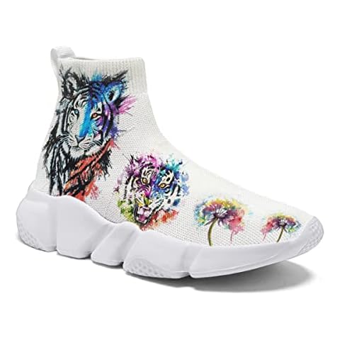 Hetios Running Sneakers for Men Fashion Casual Neon City Watercolor Shoes Outdoor Tennis Gym Plus Size 13 White Cover