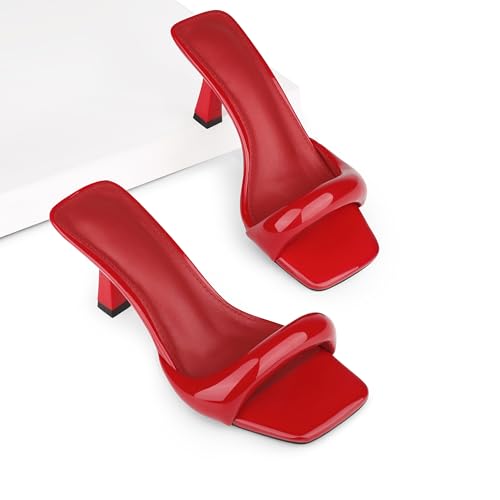 Women's High Heels Sandals Square Open Toe Heels Backless Slip on Heeled Mules for Party Wedding4