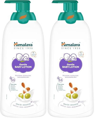 Image of Himalaya Gentle Baby Lotion 600ml | with Almond oil, Olive oil, Country Mallow | No.1 Doctor-Prescribed Brand |pH 5.5 formulation | Nourishes and moisturizes your baby's skin | Safe for Newborns