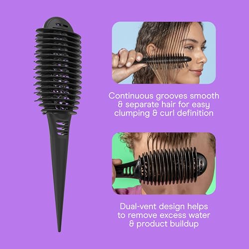 Image of Conair Curl Define Pro Detangler Brush for Curly Hair, Dual Vents with Continuous Grooves, Mixed Bristles for Frizz-Free Detangling, Smoothing, and Curl Definition, For Shorter Hair with Tight Curls
