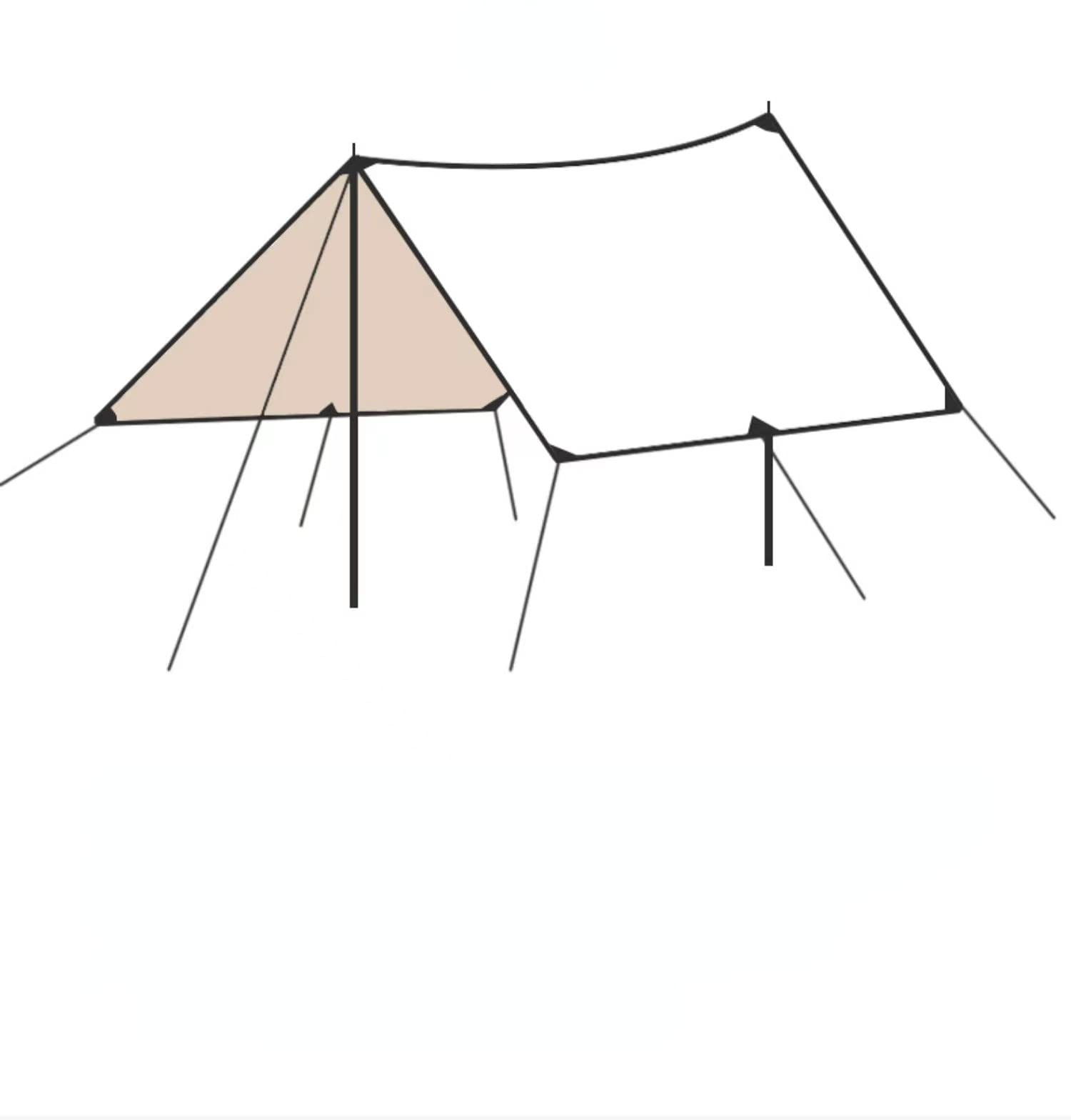 Toit de tente de camping - 3 x 3 m - Avec barre de support, piquets et cordon en nylon (vert herbe)