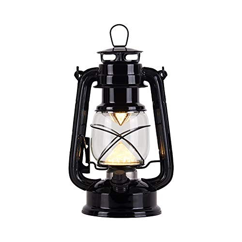 Fitsai Rechargeable Vintage Hurrican Lantern, Flame Light Metal Hanging Lantern with Switch Button, Battery Operated Lantern for Indoor or Outdoor Usage, Charging Cable and Battery Included (Black)