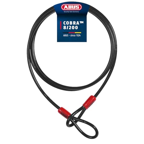 ABUS Câble en boucle Cobra 8 - câble en acier gainé de plastique - sécurité pour les accessoires de vélo et de moto - 2 mètres de long, 8 mm d'épaisseur
