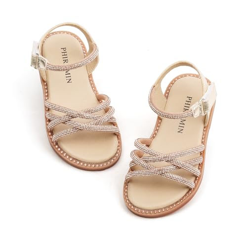 Image of PHIRAMIN Toddler Flower Girl Sandals - Girl Dress Shoes Toddler Little Kid Wedding Party